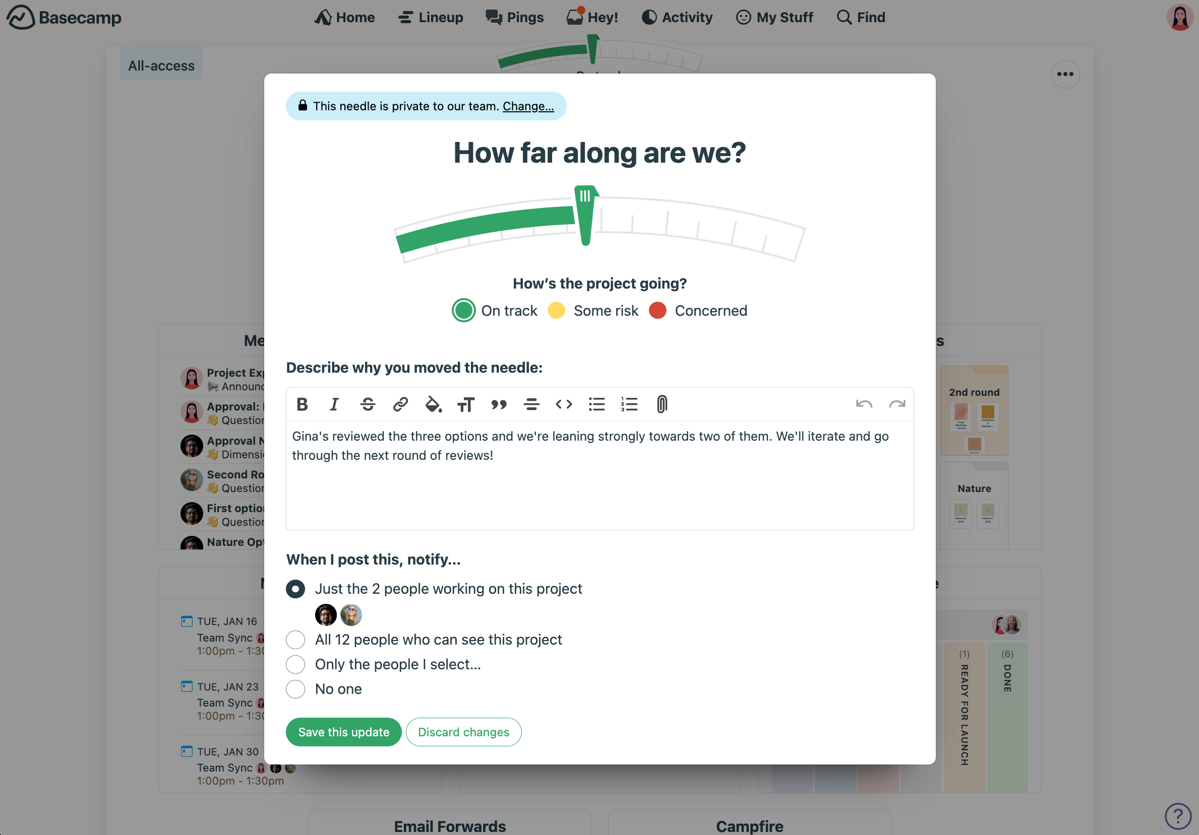 The needle in Basecamp